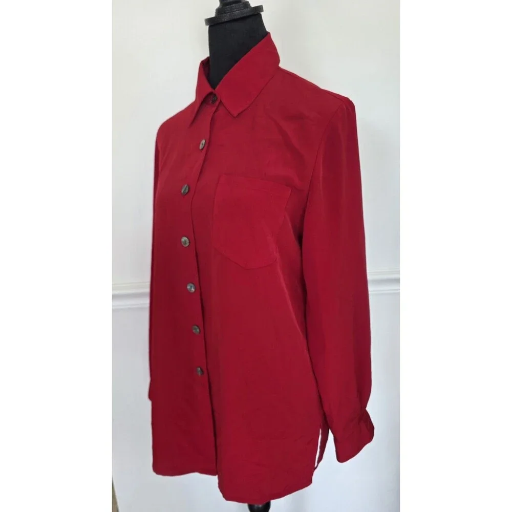 K.C. Studio Pearl Women’s 6P Red 2 Piece Pants Shirt Set Vintage Style